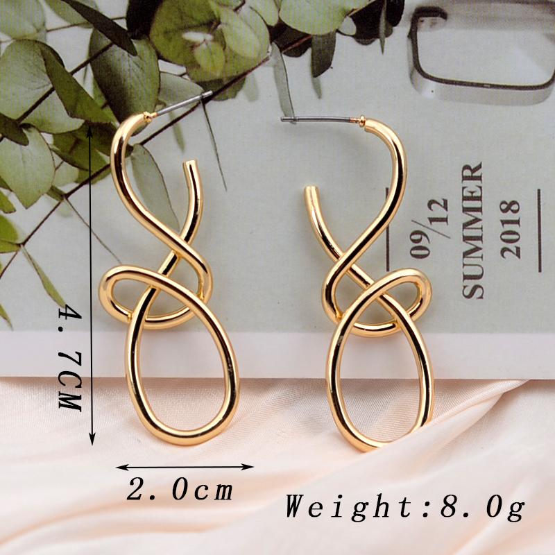 Vintage Metal Knitted Dangle Earrings for Women Personalized Fashion Distorted Irregular Geometry Drop Earrings Punk Zircon