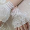 Lace Ruffle Cuff Sleeves for Bride Women Wrist Cuffs Detachable Faux Sleeves Sweater Elastic Cuffs Decorative Handwear