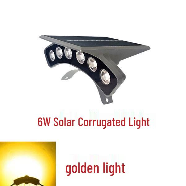 

6W Solar Outdoor Waterproof LED Corrugated Light - Retro Golden Yellow for Landscape & Building