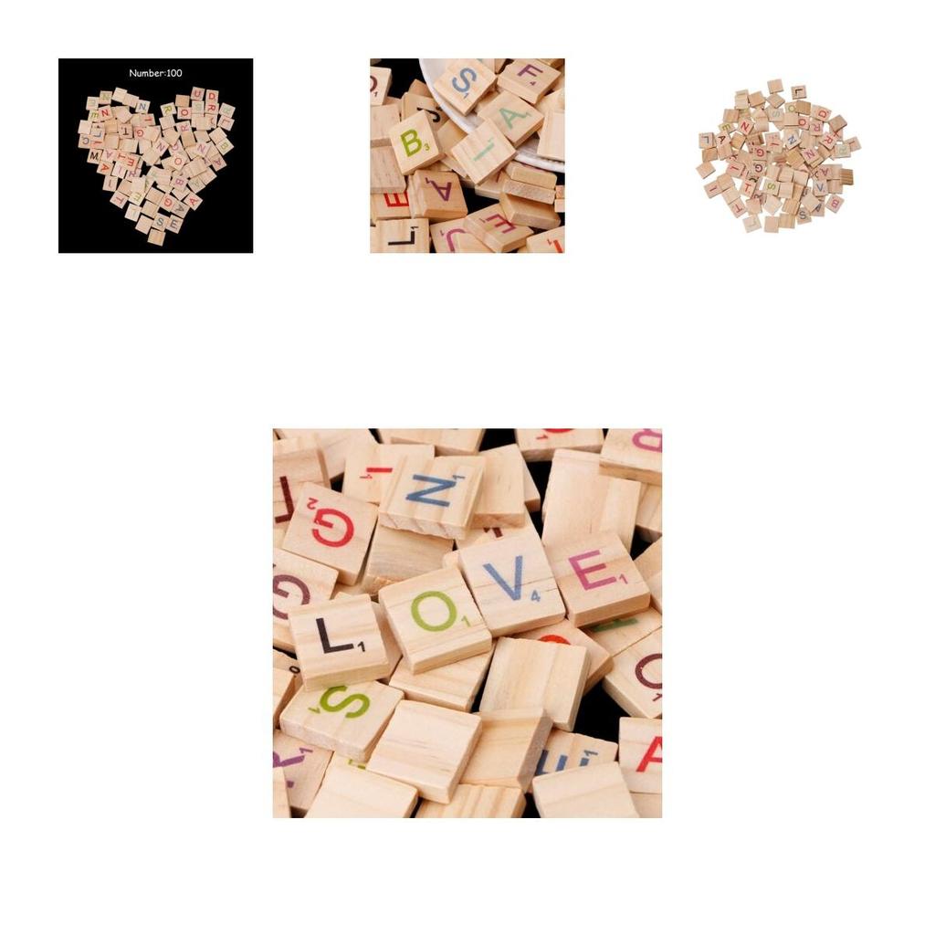 100 Scrabble Carreaux Lettre En Bois Noir Artisanat Alphabet Jeux De Jeu Société