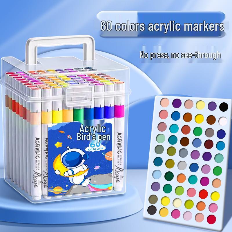 36-Color Waterproof & Washable Acrylic Marker Pens for Elementary Students: Opaque, Stackable, and Ideal for Children's Art Projects