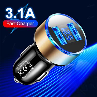 Încărcător auto USB cu port dual, adaptor de încărcare rapidă, priză rapidă, afișaj LED, adaptor de alimentare 12V/24V pentru telefoane mobile, tablete