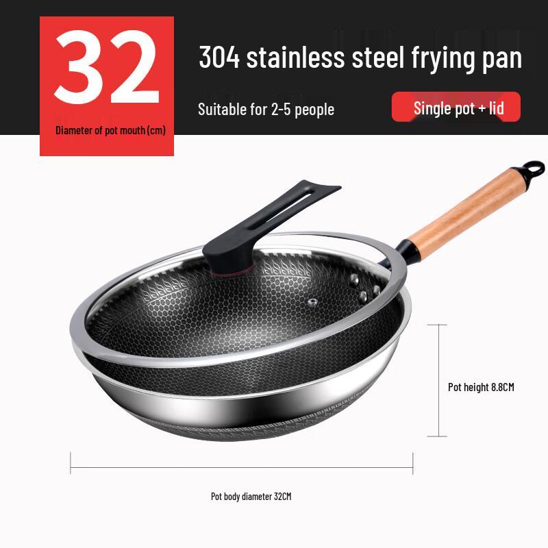 YuZhuXun Double Honeycomb 316 Stainless Steel Wok