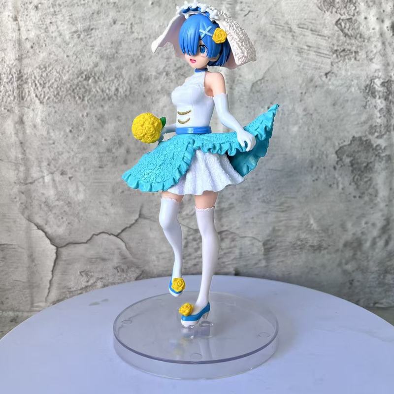 Re Zero Rem Anime Figure Sakura Style Wedding Dress Statue Collectible Model Chassis Car Desktop Decoration For Anime Collectors