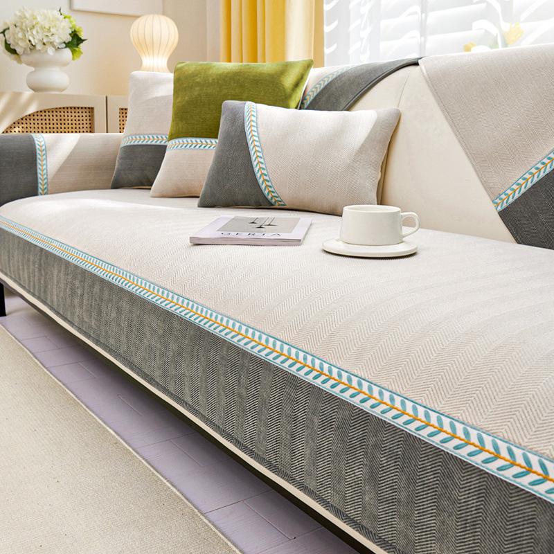 Frisches Chenille-Sofakissen, neu, 2024, vier Jahreszeiten, universelle rutschfeste Sitzkissen, Leder-Sofabezug, Bezugsstoff