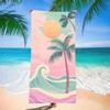 Dreamy Pastel Pink Sunset Microfiber Beach Towel Oversized Extra Large Aesthetic Coconut Tree Ocean Wave Blanket for Women Her