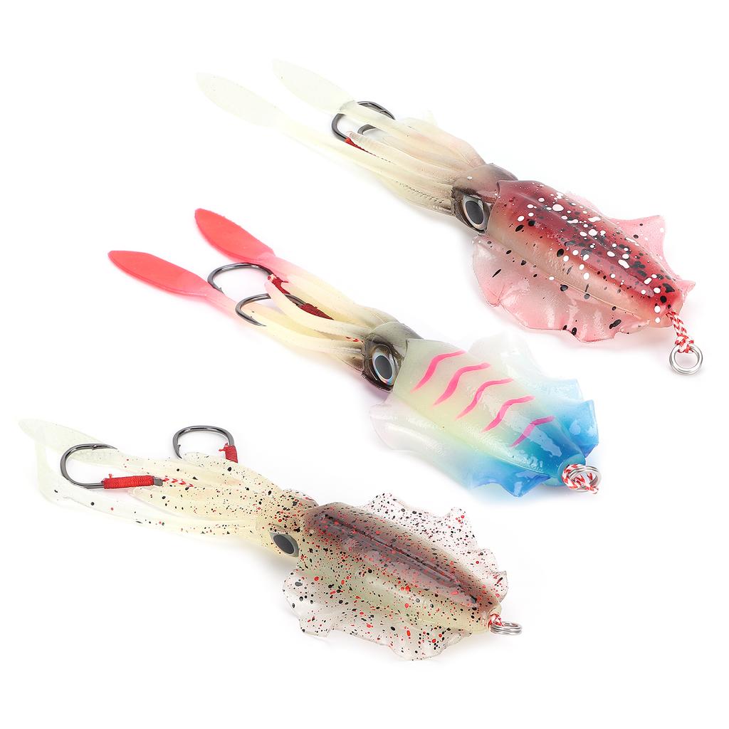 Fishing Squid Lure Octopus UV Luminous Squid Jigs with Hook Fishing Wobbler Bait Soft Lure