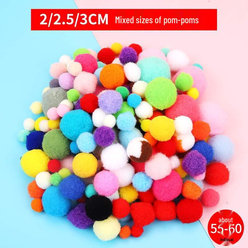 Mixed Color Fluffy Pom Poms: High Elasticity Handmade Plush Balls for DIY Decorative Accessories