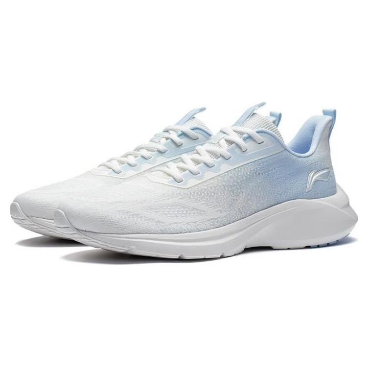 New LiNing YunQue Cushioned Slip Resistant Abrasion Resistant Low Top Casual Running Shoes Men's White Blue ARST013-1