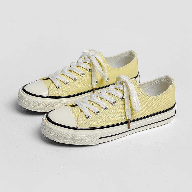 

Street photo couple s three-time vulcanized bright oil low-top canvas shoes women s 1970 retro classic basic versatile board shoes 39 світло-жовтого кольору