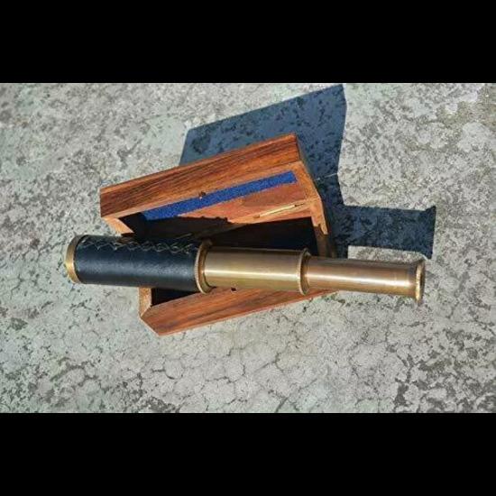 

Антикварный телескоп Пират 9 дюймов с деревянной коробкой Индия Морской Рождество