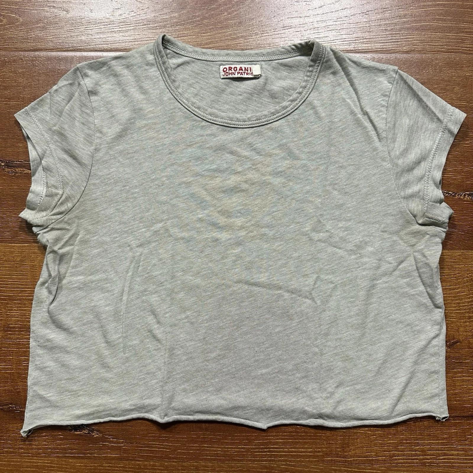 

Organic By John Patrick Crop Baby T Shirt Women S Beige Cap Sleeve Raw Hem Retro S