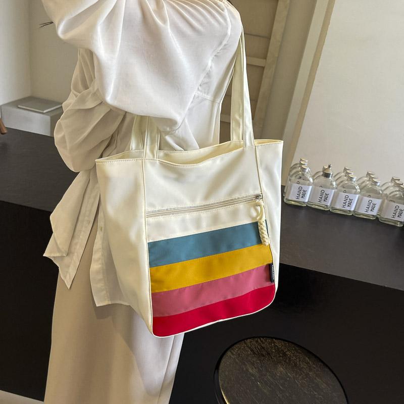 Large Capacity Shoulder Bag Color Block Women's Tote Bag