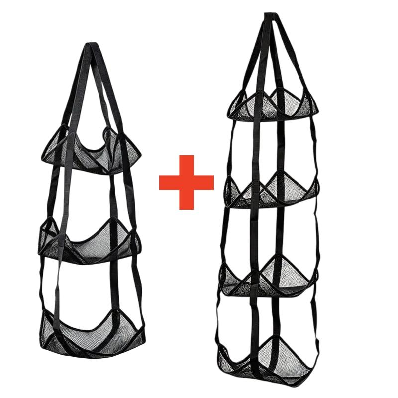3/4 Tier Mesh Hanging Ball Storage Bag Wall Mount Sports Organizer for Basketball Football Volleyball Doll Toys Playroom Garage