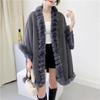 6 Farben Damen Outstreet Capes Marineblau Schwarz Granulat Samt Löcher Pelzärmel Kragen Mantel Winter Dicker langer Poncho Schal Mantel