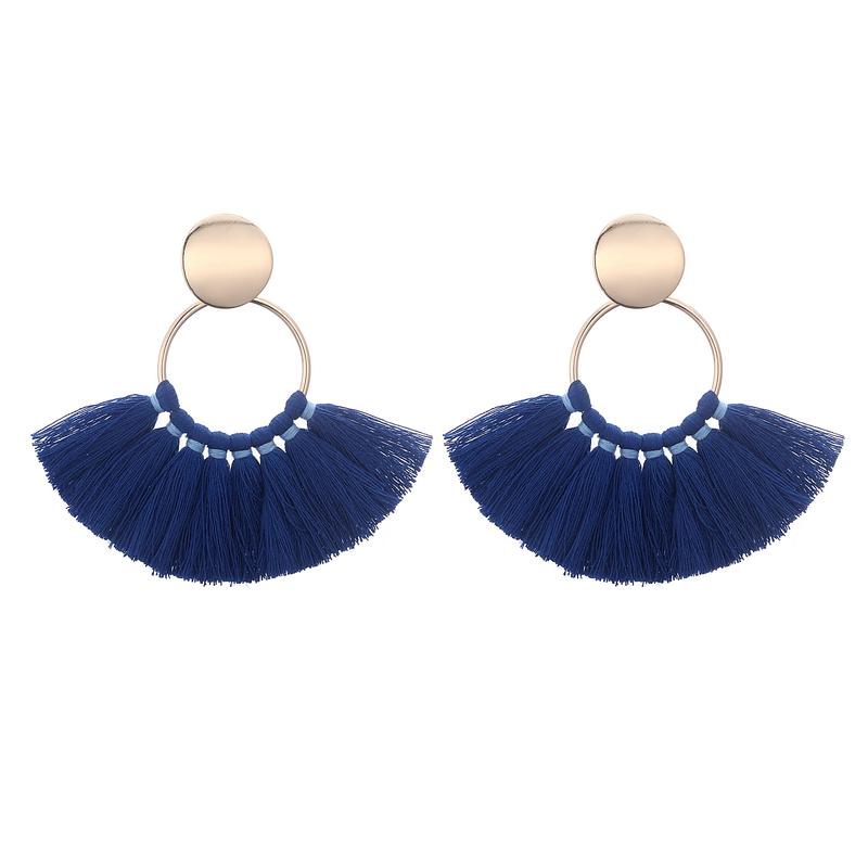 Fashion Gold Color Metal Tassel Earrings For Women Vintage Big Statement Bohemian Earrings Rope Cotton Fringe Drop Zircon Gift
