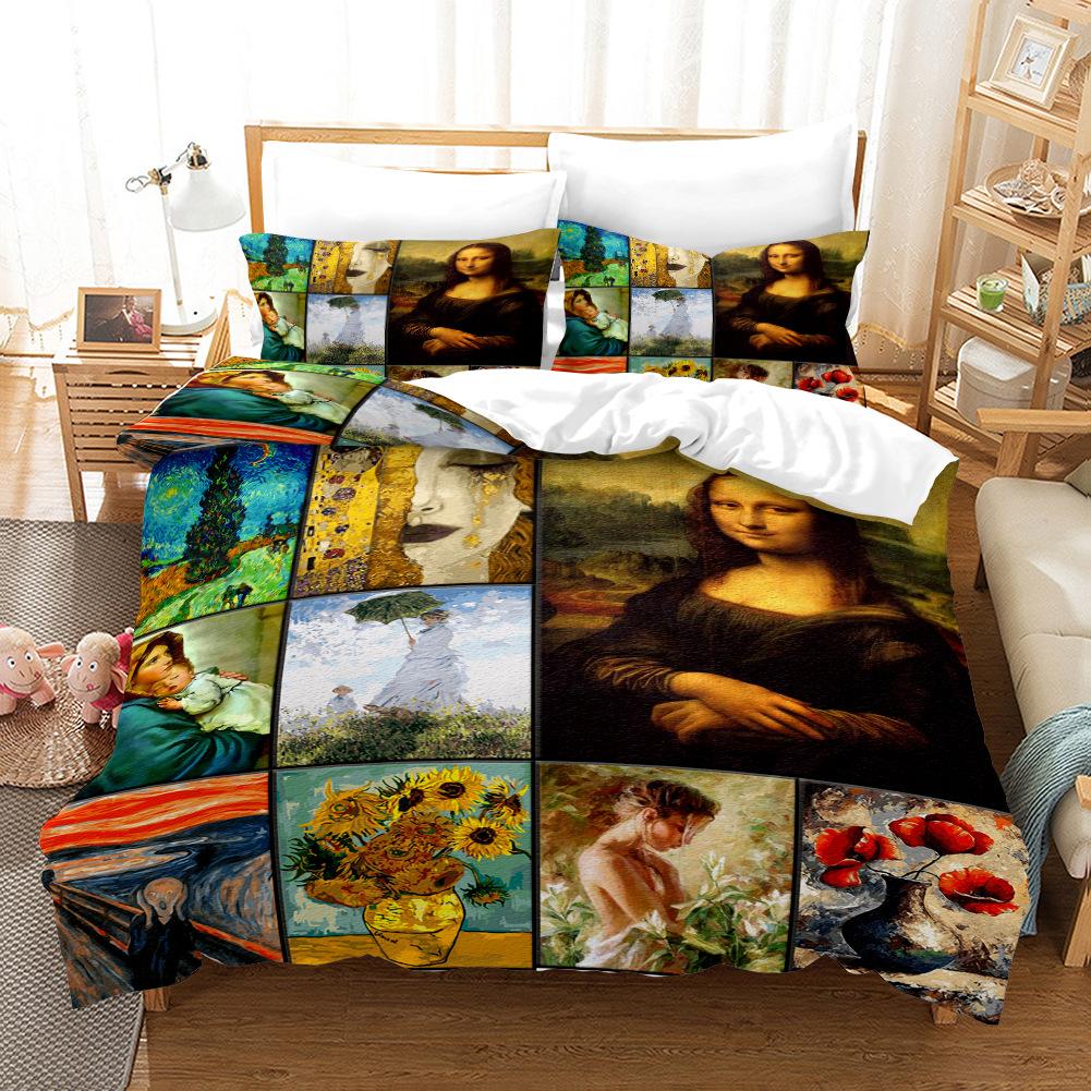 Bulldozer 3d Digital Printing Three-piece Quilt Cover Set Wish To Make Bedding