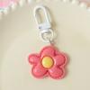 6Pcs Keychain Imitation Leather Texture Flower Shape Keychain Pendant with Alloy Buckle Mobile Phone Bag Hanging Ornament