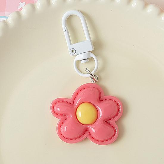 6Pcs Keychain Imitation Leather Texture Flower Shape Keychain Pendant with Alloy Buckle Mobile Phone Bag Hanging Ornament