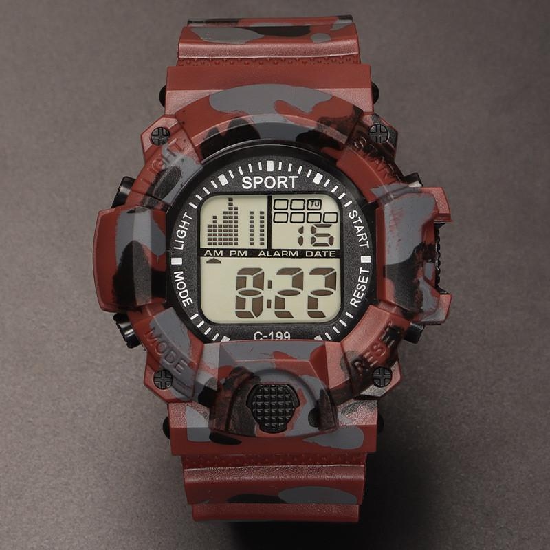 

Digital Sports Watch For Men With Night Light And Casual Style For Students коричневий