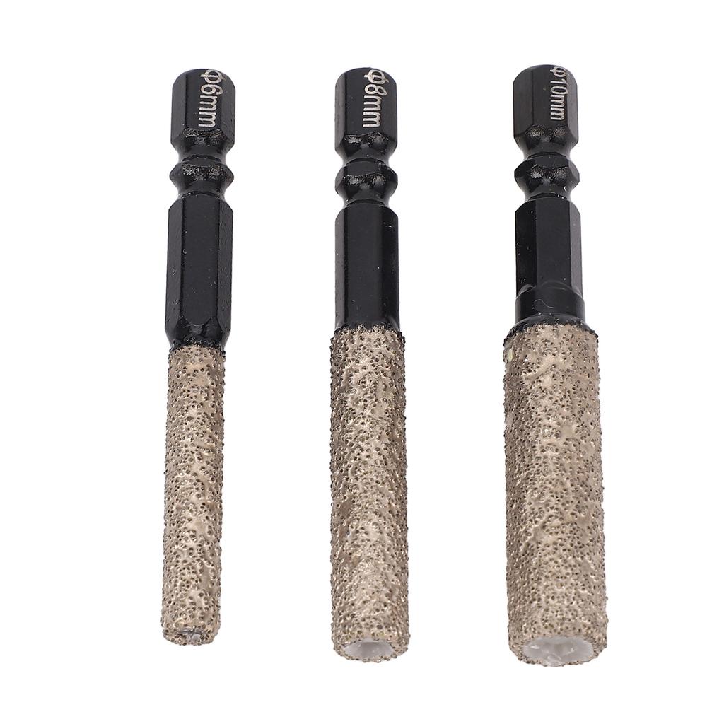3PCS Set Diamond Drill Bits 2 in 1 Hex Shank Multifunctional 6mm 8mm 10mm Glass Drill Bit for Home Renovation