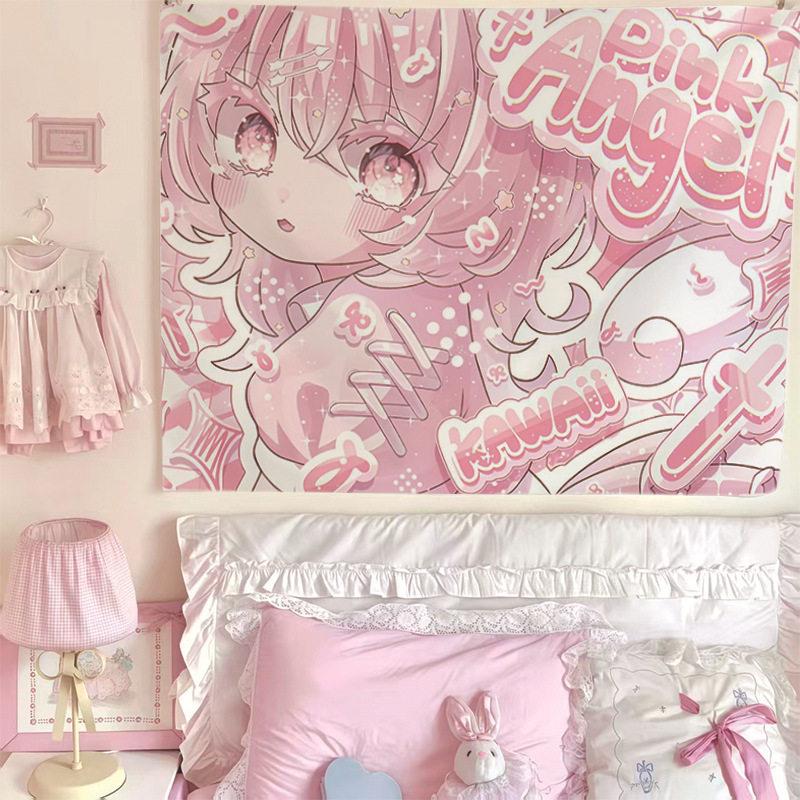 New Hot Cute Girl Style Anime Print Tapestry Wall Hanging For Bedroom Dorm Room Home Wall Decor