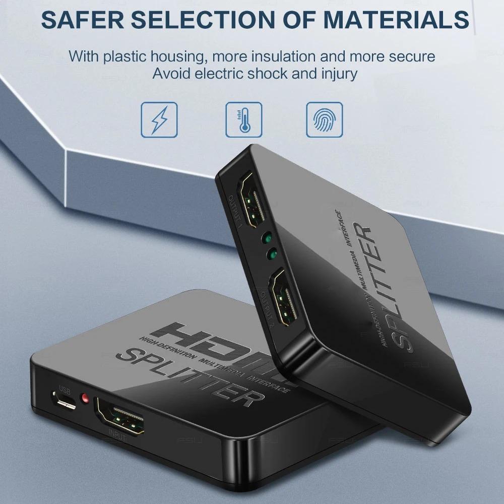 4K 30Hz HDMI Splitter 1x2 HDMI Switch 1 In 2 Out Video Distributor Splitter 1080P Dual Display for TV PC Laptop Monitor Projector HDTV DVD PS3 Xbox