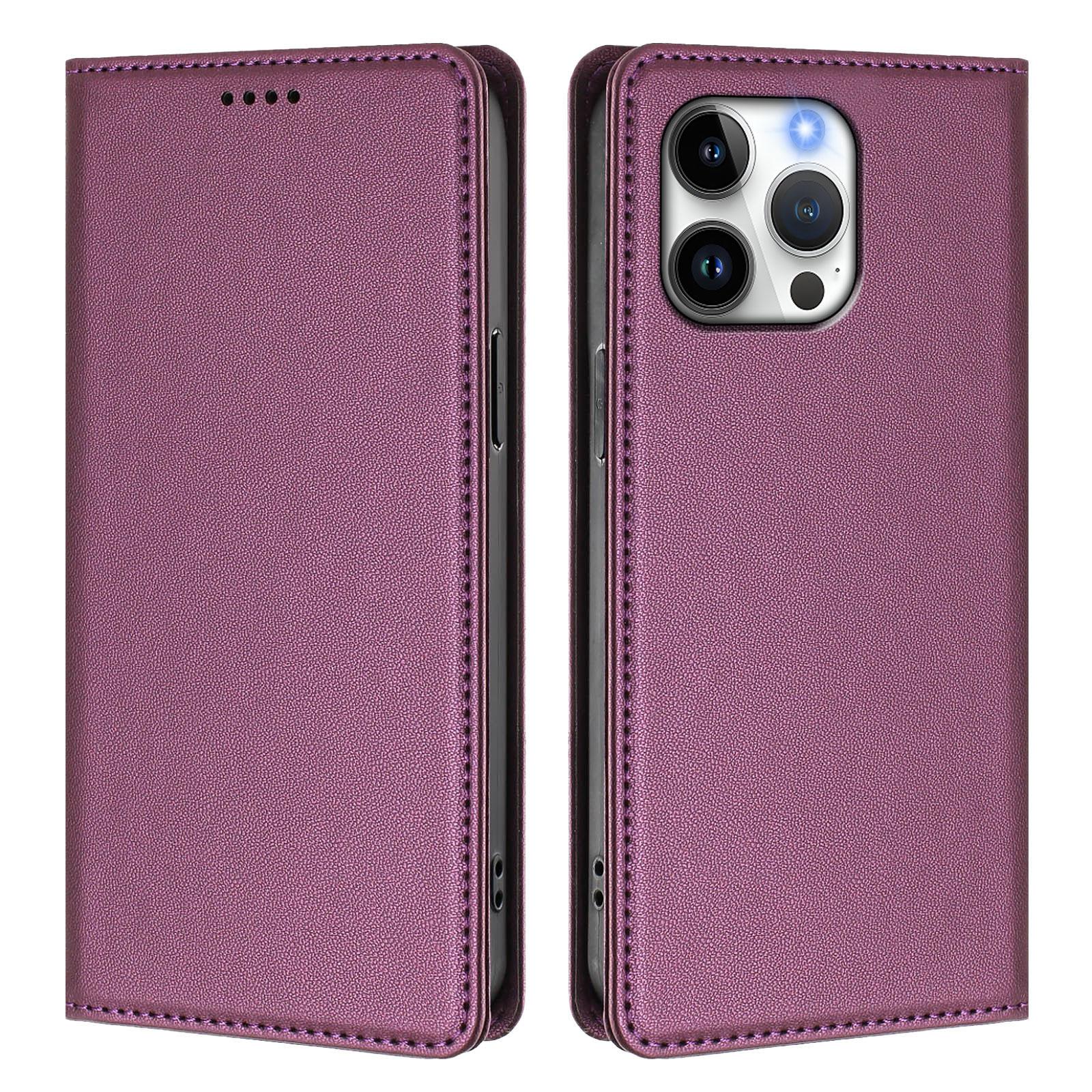 Для iPhone 16 Pro Max Кожаный кошелек-чехол с магнитной застежкой и RFID-защитой