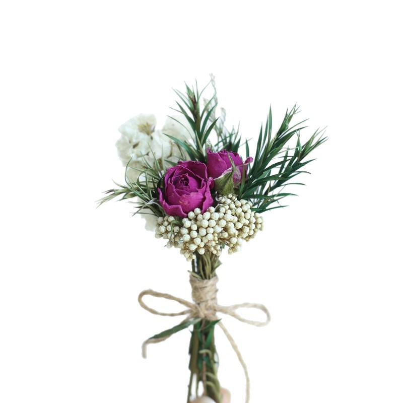 12cm Preserved Flower Boutonniere: Mini Bouquet for Bride, Bridesmaid, Wedding, Gift Box, Party Favor Decoration