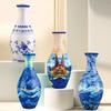 Leicht-Luxus Keramikvase Puzzle Blumenarrangement Wohnzimmerornament, Blau-Weiß Porzellan Chinesischer Stil Dekoration