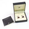 Excellent Dunhill Cufflinks  Engraved logo Round shape Silver Red Colored stone Used