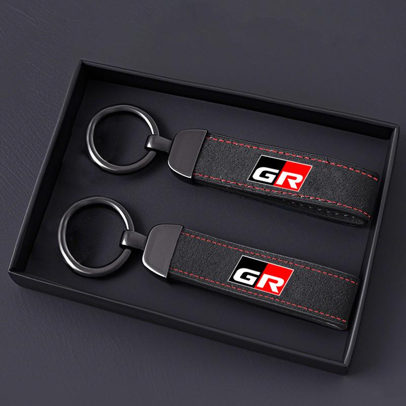 Suede Leather Car Key Rings Chains For Toyota GR Sport Corolla Yaris Aygo Prius RAV4 Crown CHR Camry Auris Keychain Accessories
