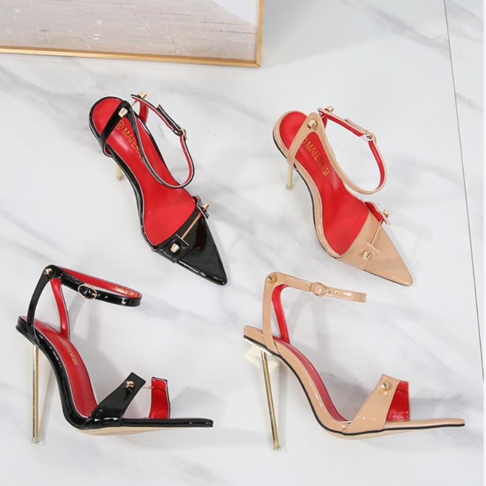 12cm Nuevos Zapatos de Salón Metálicos para Mujer con Tacón Fino de Aguja y Punta Fina, Calzado Poco Profundo de Talla Grande Para Espectáculo en Escenario Cosplay Sesión de Fotos WZ-A13-80