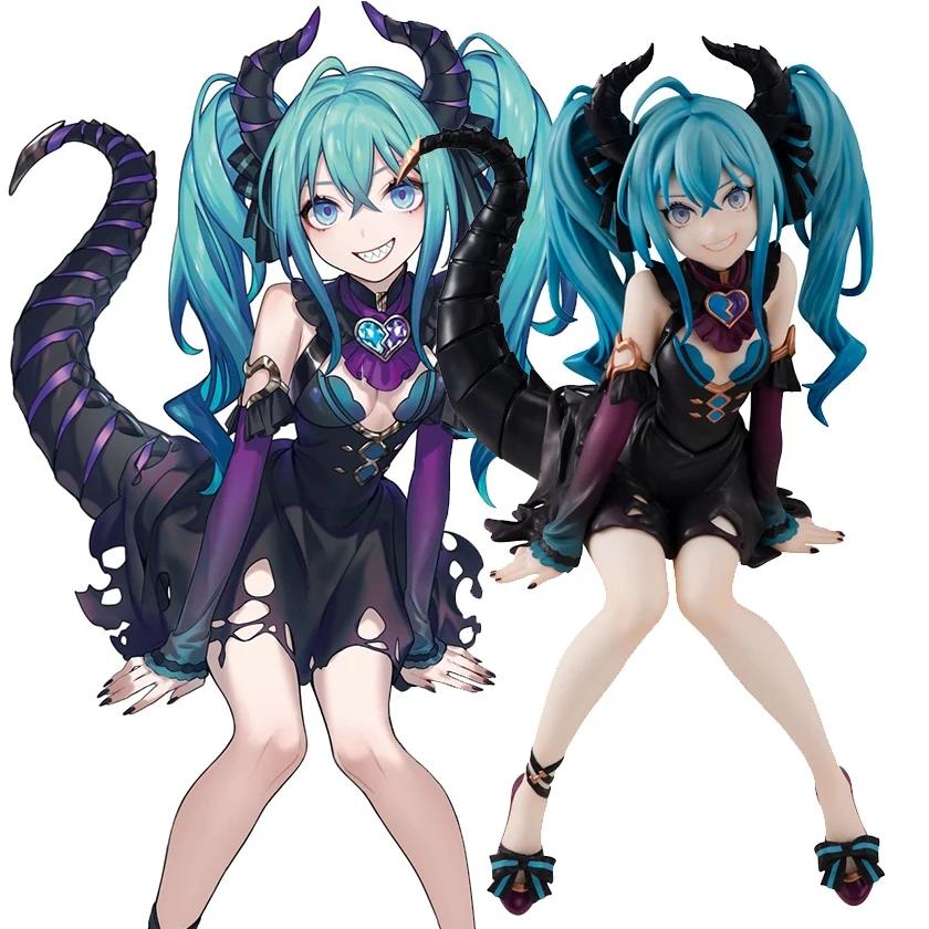 15CM Cute Miku Dragon Maid Anime Action Figure Girl Little Devil Sitting Noodle Stopper Model Toys Child PVC Doll Boxed