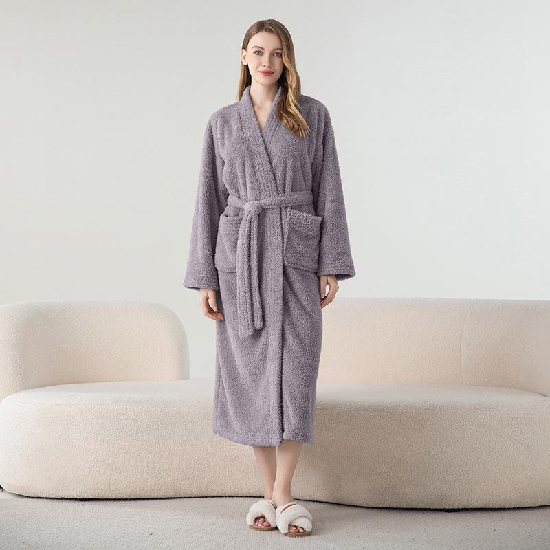 Unisex Jacquardfleece Badrock - Lång, Förtjockad, Plus Size Pyjamas för Höst & Vinter.