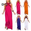 Dámské šaty s kříženým halterovým výstřihem bez rukávů Letní sexy šaty maxi A-linie s holými zády Odhalená ramena Boho dlouhé šaty