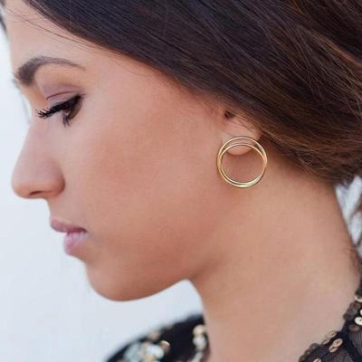Круглі сережки-гвоздики Делікатні маленькі круглі сережки-гвоздики для жінок золотого кольору Мінімалістична корейська вечірка Літня мода Ювелірні аксесуари