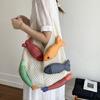 Design Sense Bag Women's Knitted Wool Knitted Splicing Vacation Leisure Portable Shoulder Tote Large Bag