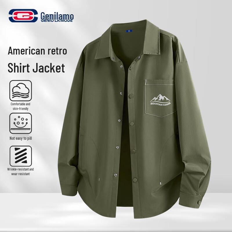 Мужская повседневная куртка-рубашка с карманами GENIOLAMODE 2XL