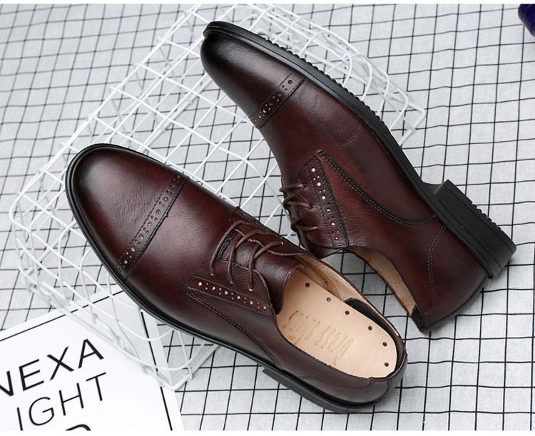 Men's Cross-Border Leather Formal Shoes - Soft Sole, Casual, Lace-up, Top Layer Cowhide, New Style