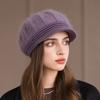 Chapeau pour femme Nouveau chapeau d'automne et d'hiver en laine Bonnet thermique Mère d'âge moyen et âgée Chapeau tricoté