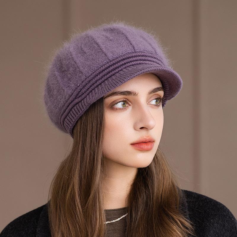Chapeau pour femme Nouveau chapeau d'automne et d'hiver en laine Bonnet thermique Mère d'âge moyen et âgée Chapeau tricoté