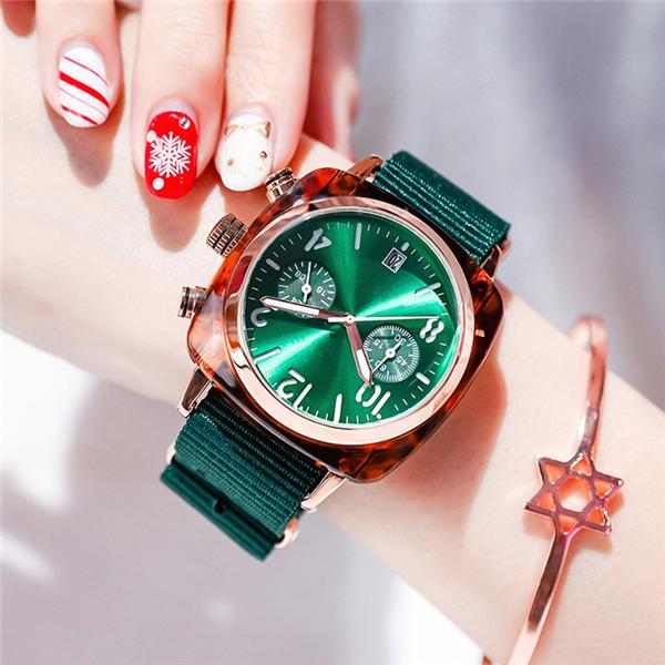 

Модные студенческие кварцевые часы повседневные наручные часы с циферблатом-указателем и холщовым ремешком зелёный