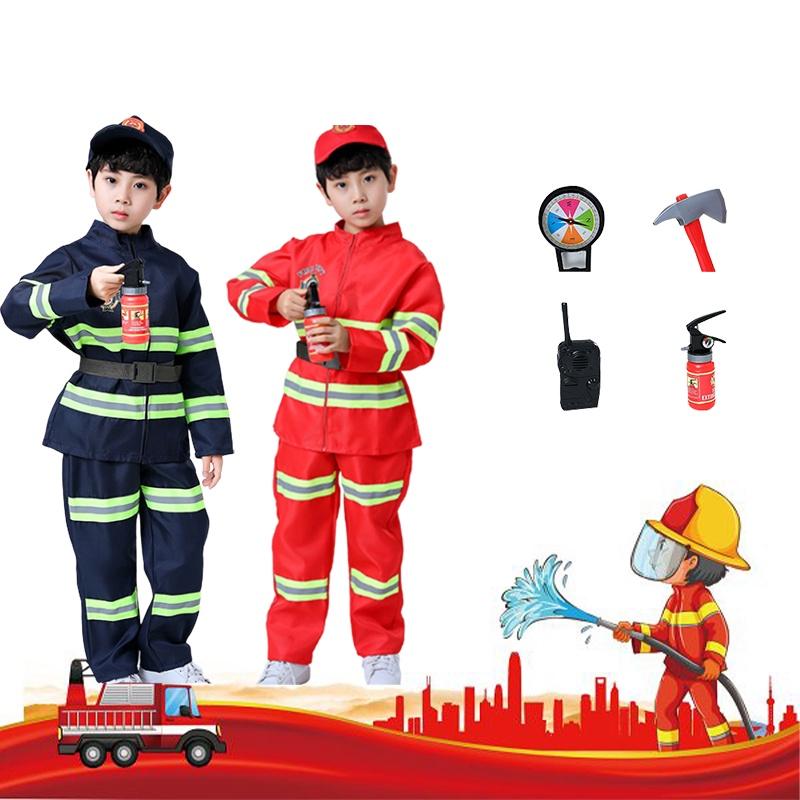Kid's Fireman Uniform Costume Set For Kindergarten Role Play
