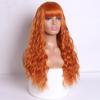 MERISIHAIR Women Long Wave Orange Wig with Bangs Natural High Temperature Synthetic Fiber Wig Suitable for Women Daily Wear Cosplay