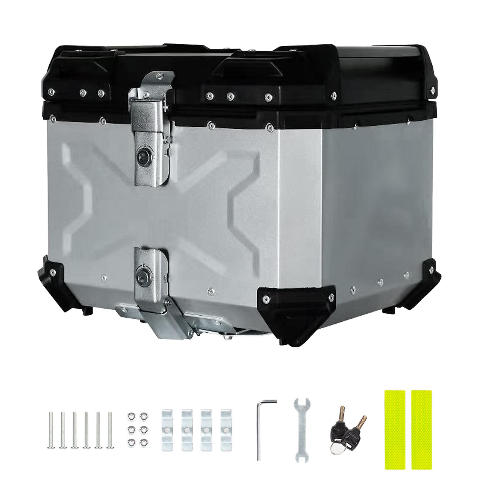Мотоциклетный кофр, 65 л, из алюминиевого сплава, мотоциклетный багажный кофр, большой задний грузовой кофр для туризма и Silver серебряный