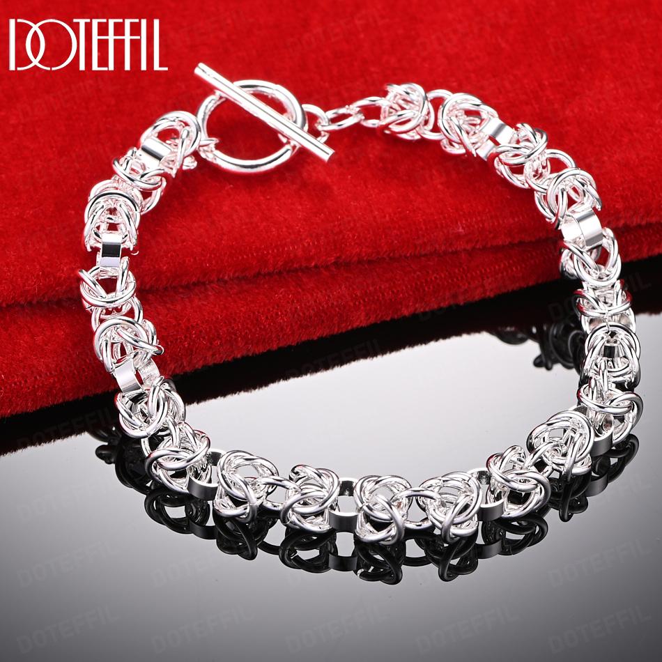 925 Sterling Silver Fashion Bracelet Men And Women Wedding Gift Jewelry