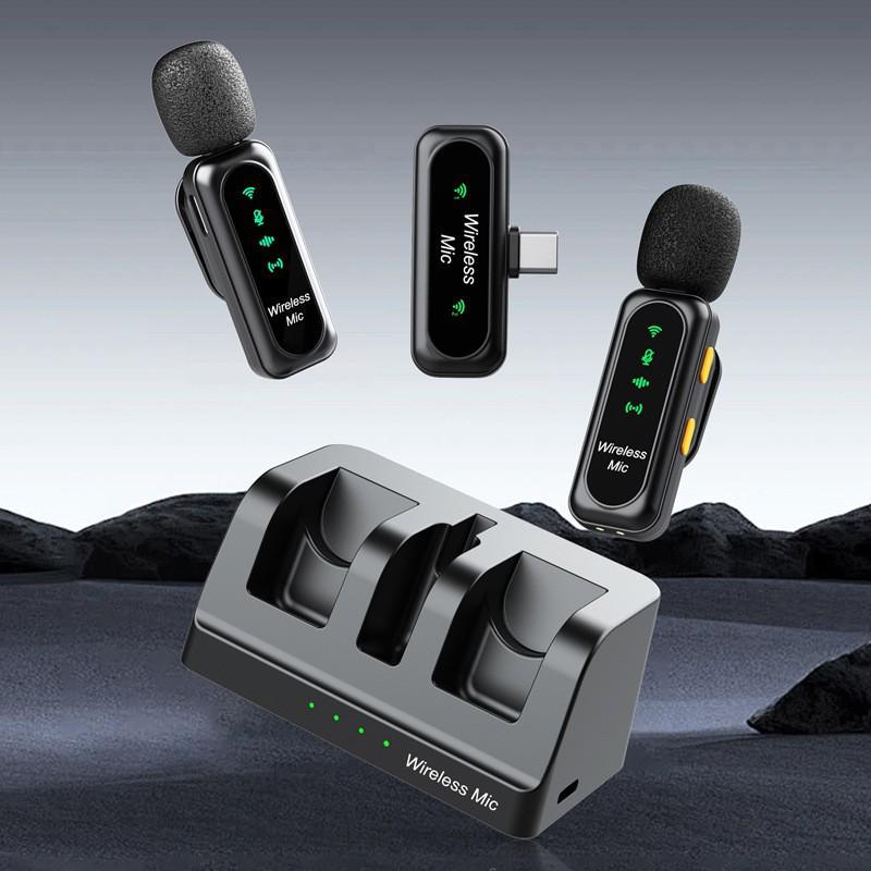 Wireless Lavalier Microphone with Digital Display & Charging Case for Live Streaming and Noise Reduction