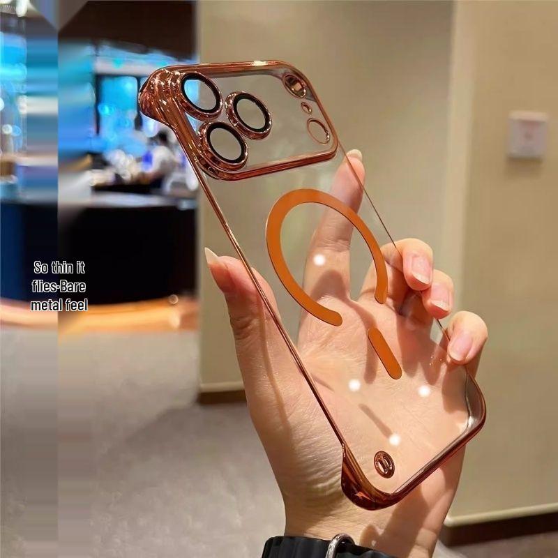 

Hermes Orange Magnetic iPhone Case: Electroplated Borderless Design, Drop Protection for iPhone 14/15/16, Fits Apple 17 Pro Max. iPhone 16 Pro