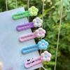 Korean Style Five-Petal Flower Hair Clip – Candy Color Plaid Wave Design for Girls